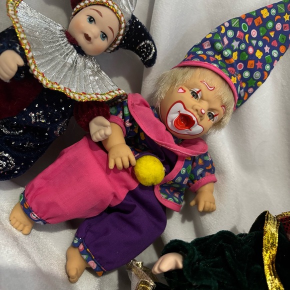 Vintage Circus Clown Jester Dolls Set Toy Collector Posable Body - Picture 4 of 11